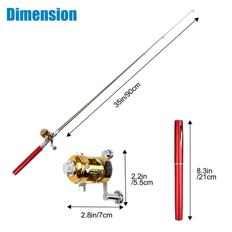 Portable Pocket Telescopic 38inch Mini Pen Fishing Rod and Reel Combos,  Small Pen Fishing Pole with Reel Line Bait Hook, for River, Lake, Ice  Fishing