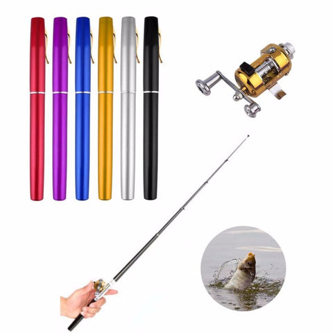  Portable Pocket Telescopic 38inch Mini Pen Fishing Rod and  Reel Combos, Small Pen Fishing Pole with Reel Line Bait Hook, for River,  Lake, Ice Fishing and So On : Sports