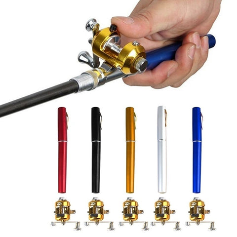 2 Pack) Mini Fishing Rod Pen and Reel Combo, 38 Telescopic