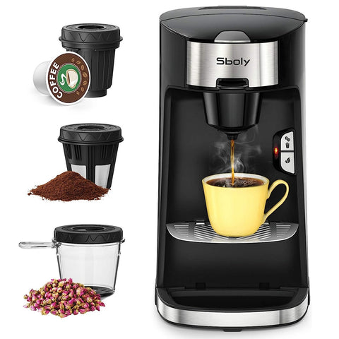 Sboly Single Service Coffee Maker K-Cup Brewer Pod & Ground Percolators