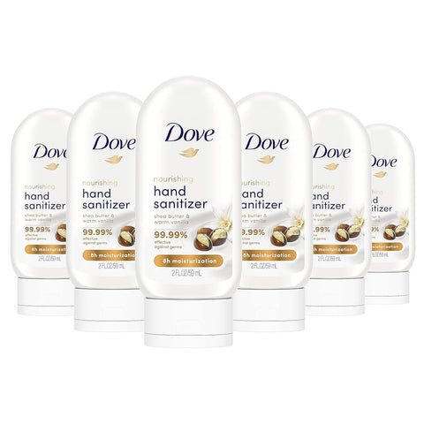 Dove Nourishing Hand Sanitizer Shea Butter and Warm Vanilla Antibacterial Gel 2oz )6 Count)