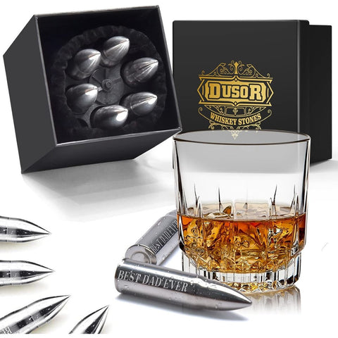 Dusor™ Whiskey Stones 6-Piece 'Best Dad Ever' Bullets for Cocktails