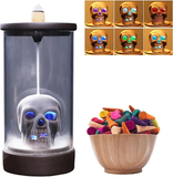 Ceramic Skull Backflow Incense Burner – Waterfall Effect – 50 Essential Oil Dipped Scented Incense Cones