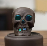 Ceramic Skull Backflow Incense Burner – Waterfall Effect – 50 Essential Oil Dipped Scented Incense Cones