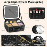 Travel Makeup Bag with LED Mirror – Adjustable Dividers – Detachable 10x Magnifying Mirror