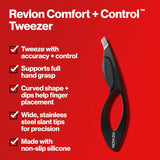 Revlon Comfort and Control Tweezer, Easy to Use Eyebrow Tool with Wide Grip(2 pack)