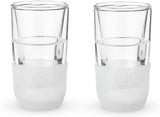 Host Freeze Shot Glass Old Fashioned Double Walled Cooling Shot Glass with Clear Silicone Band, 3oz, Set of 2