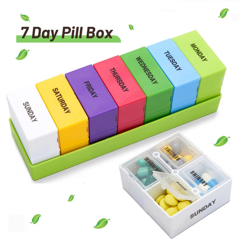 AUVON Moisture-Proof Weekly Pill Organizer (Twice a Day), 7 Day