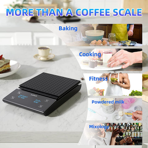 Coffee Electronic Scales Pour Over Espresso 3kg 0.1g LED Auto Timer Smart  Kitchen Scale Built-in Battery USB Charging