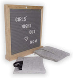 Double Sided Black and Gray Felt Letter Board 10"x10", 680 Letters, Oak Wood Frame & Stand, Includes Scissors & 2 Storage Bags