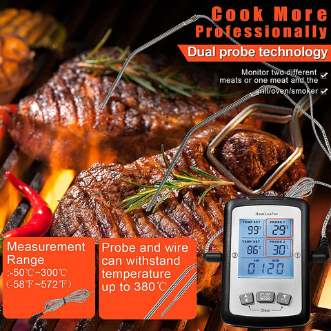 Oven Meat Safe Instant Read 2 in 1 Dual Probe Food Thermometer Digital with  Alarm Function for Cooking BBQ Smoking Grilling Kitc