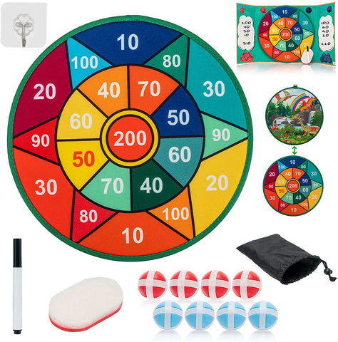 Bootatex Dart Board 13 Inches with Attachable Scoreboard - Set for Kids with 8 Sticky Balls, Safe Classic Dartboard Throwing Game
