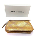 Burberry Large Metallic Gold Travel Toiletry Makeup Bag Pouch